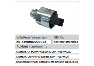 X39 800 300 005Z Siemens Common Rail Pompa Müşürü